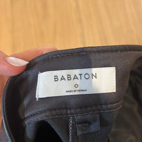 Aritzia Babaton Mid Rise leather pants. Black. Size 0 - Picture 3 of 8